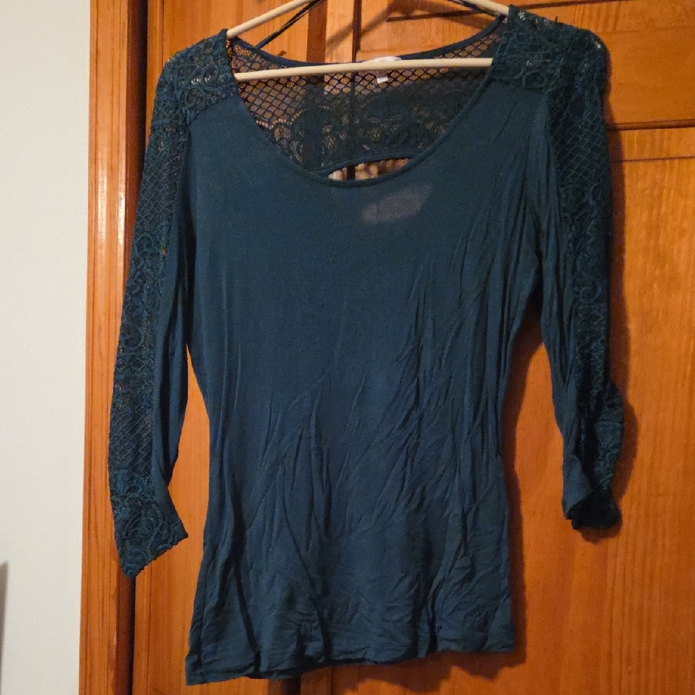 Chic Teal Lace Women's Blouse